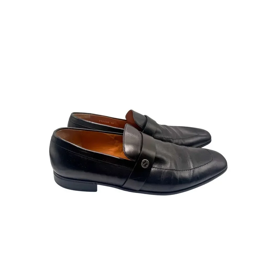 Gucci Men's Interlocking G Logo Loafers Black Leather Size 10